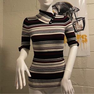 White House Black Market Short Sleeve Striped Turtleneck!